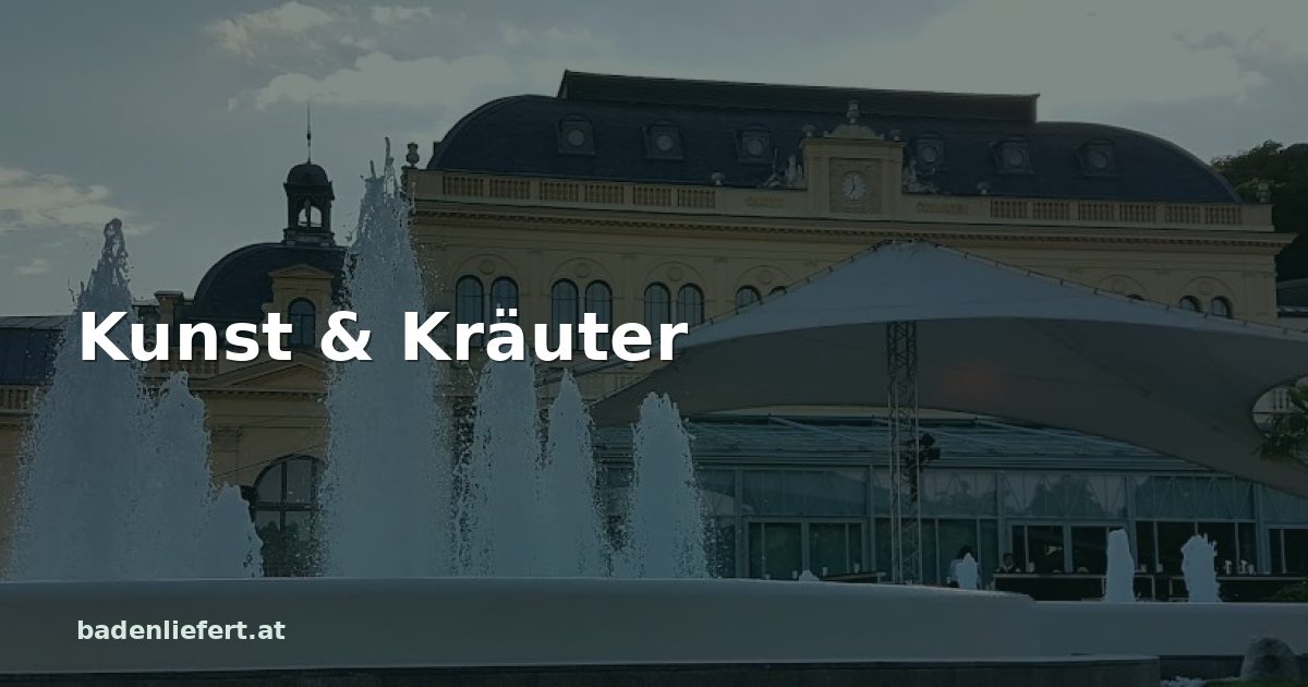 Titelbild: Kurpark Baden, darüber der Schriftzug „Kunst & Kräuter“