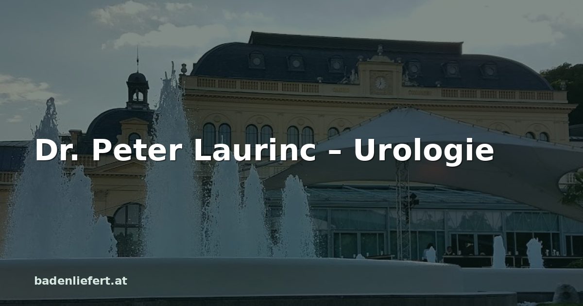 Titelbild: Kurpark Baden, darüber der Schriftzug „Dr. Peter Laurinc – Urologie“