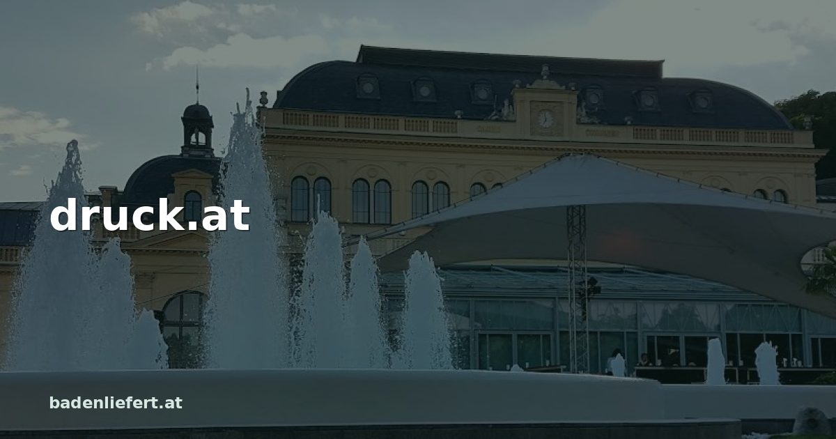 Titelbild: Kurpark Baden, darüber der Schriftzug „druck.at“