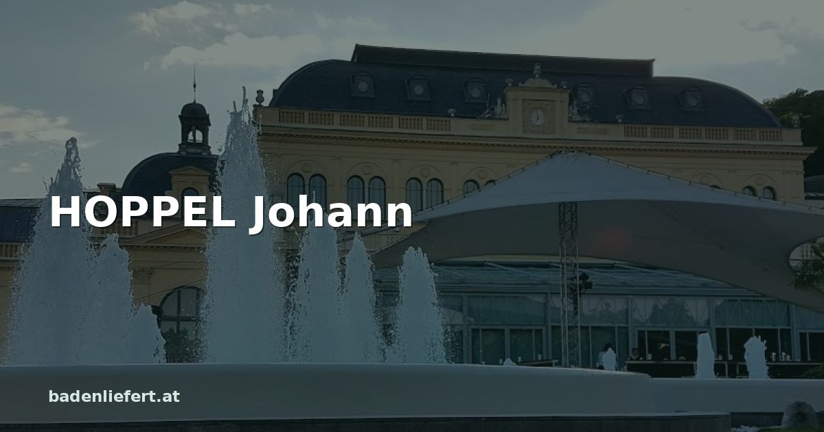Titelbild: Kurpark Baden, darüber der Schriftzug „HOPPEL Johann“