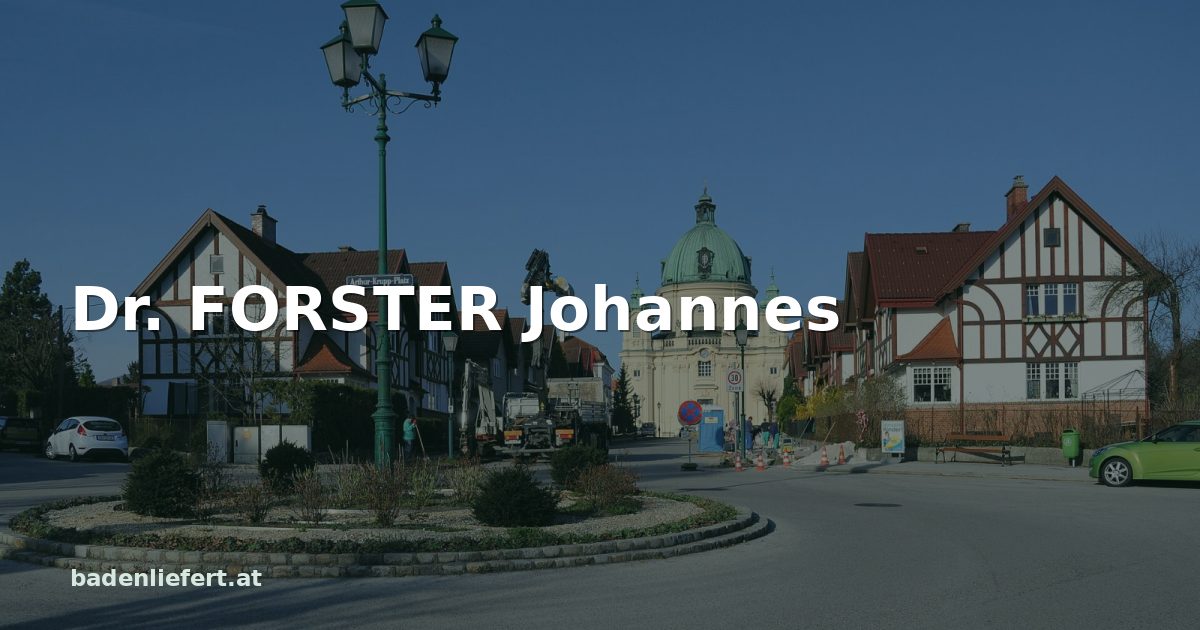 Titelbild: Arthur-Krupp-Platz in Berndorf, darüber der Schriftzug „Dr. FORSTER Johannes“