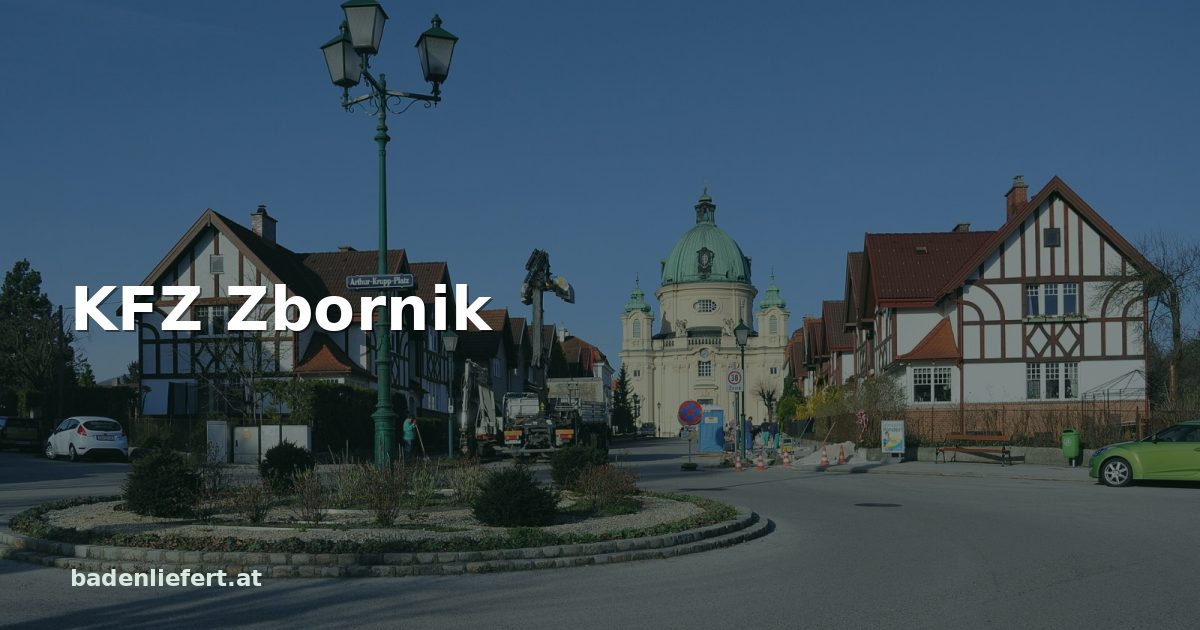 Titelbild: Arthur-Krupp-Platz in Berndorf, darüber der Schriftzug „KFZ Zbornik“