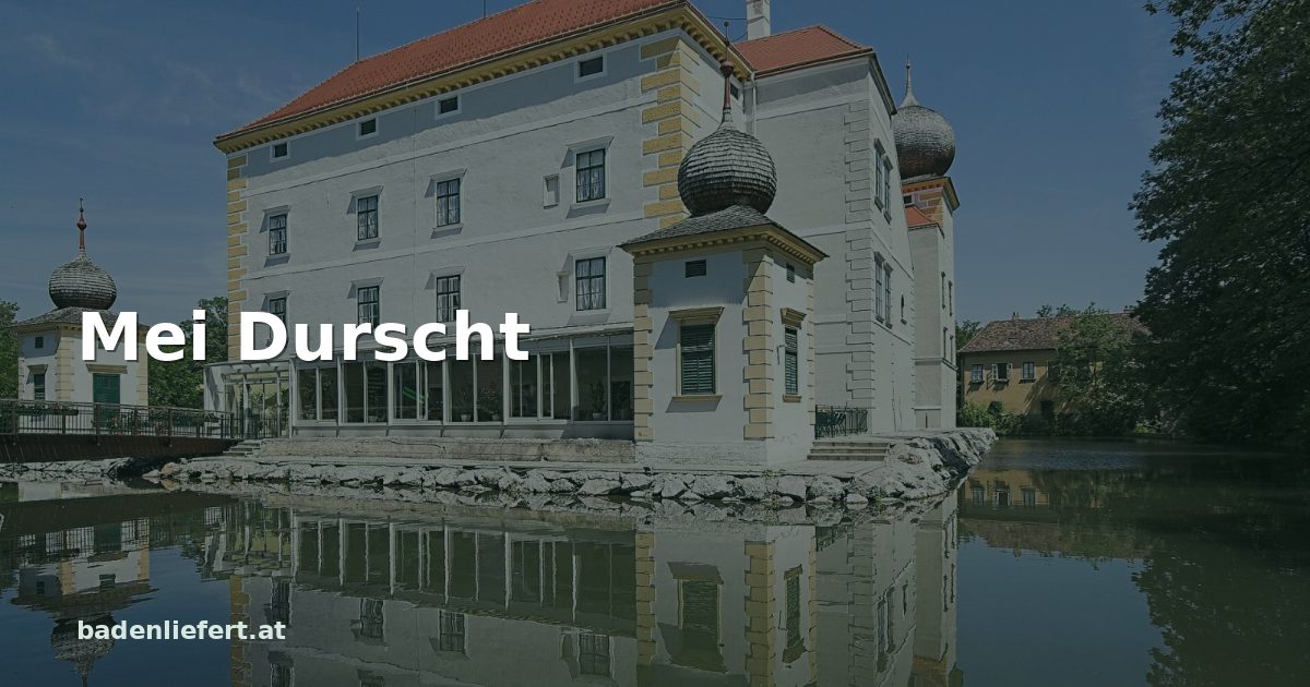 Titelbild: Wasserschloss Kottingbrunn, darüber der Schriftzug „Mei Durscht“
