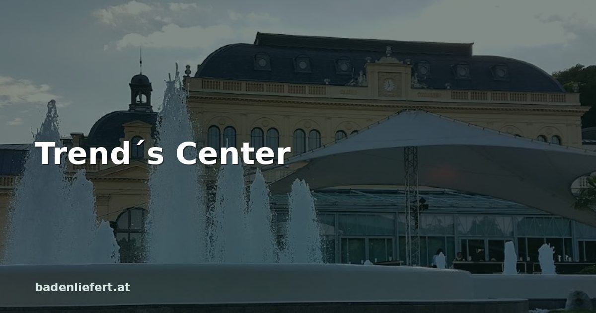 Titelbild: Kurpark Baden, darüber der Schriftzug „Trend´s Center“