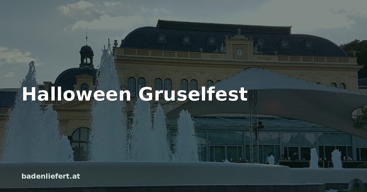 Titelbild: Kurpark Baden, darüber der Schriftzug „Halloween Gruselfest“