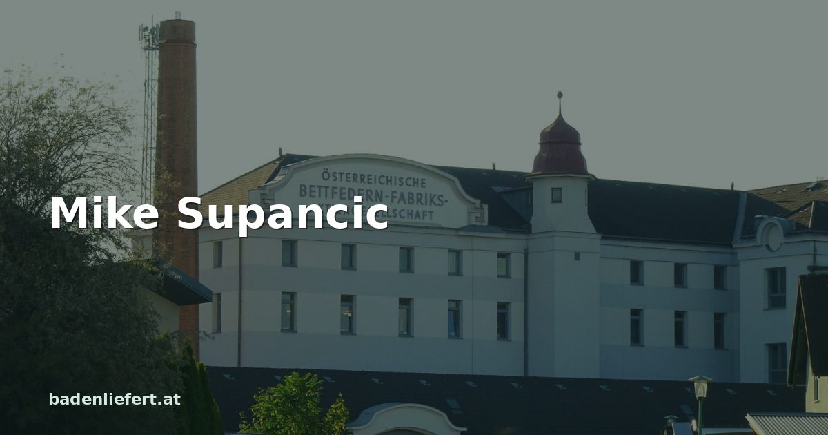 Titelbild: ehemalige Bettfedernfabrik in Oberwaltersdorf, darüber der Schriftzug „Mike Supancic“