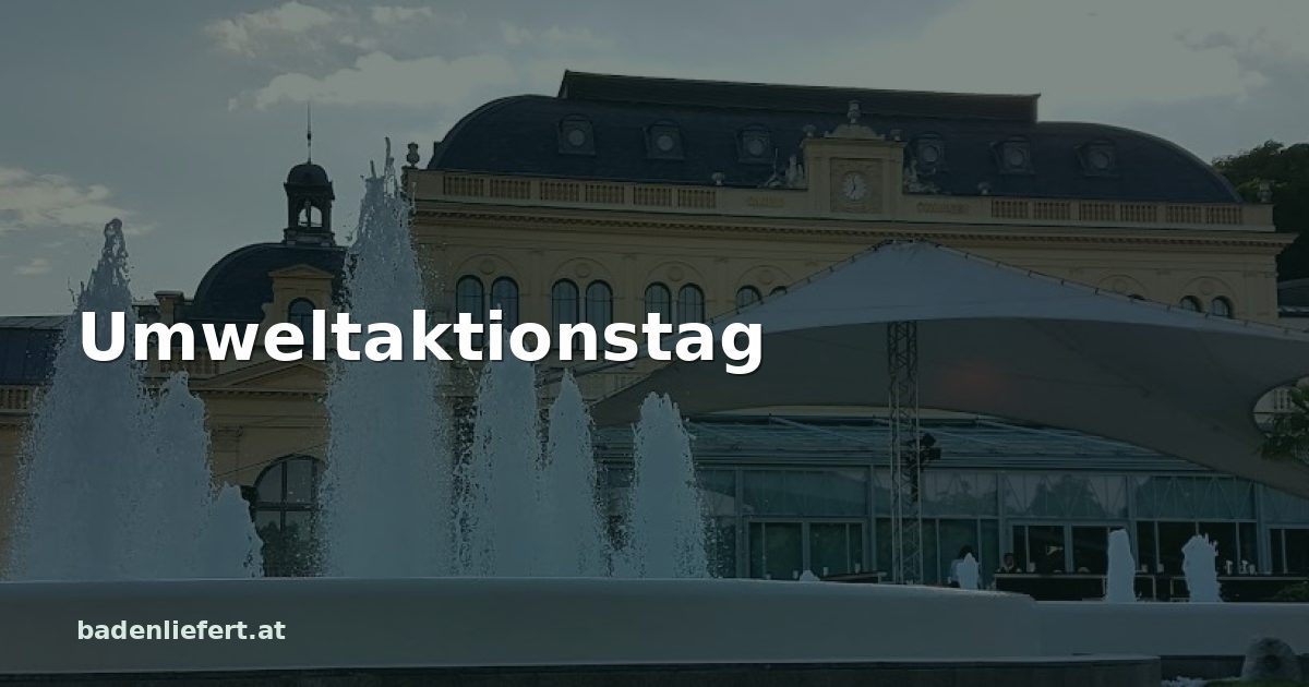 Titelbild: Kurpark Baden, darüber der Schriftzug „Umweltaktionstag“