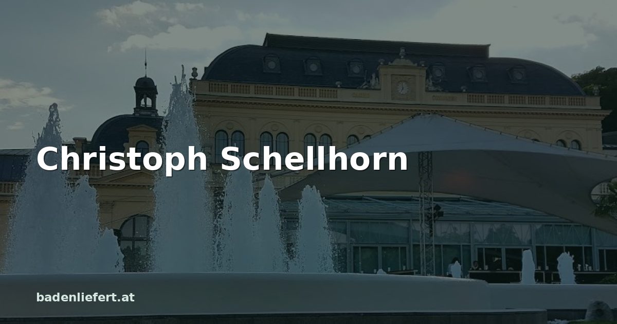 Titelbild: Kurpark Baden, darüber der Schriftzug „Christoph Schellhorn“