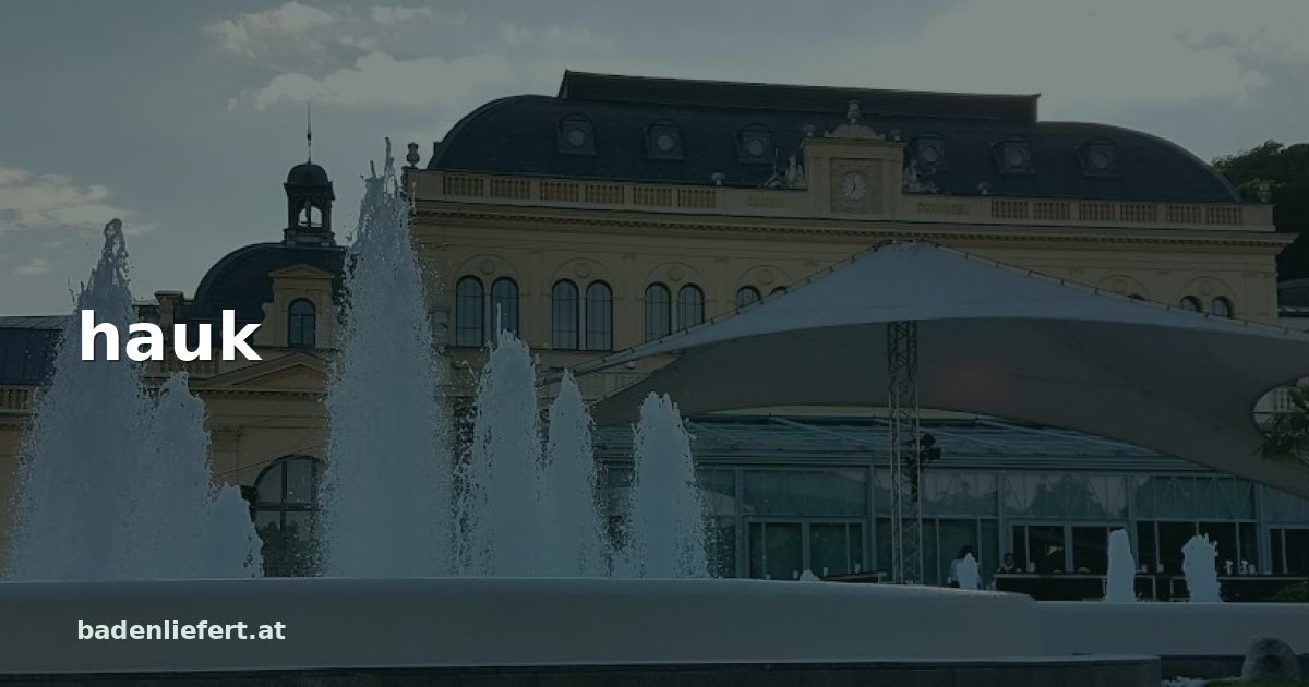 Titelbild: Kurpark Baden, darüber der Schriftzug „hauk“