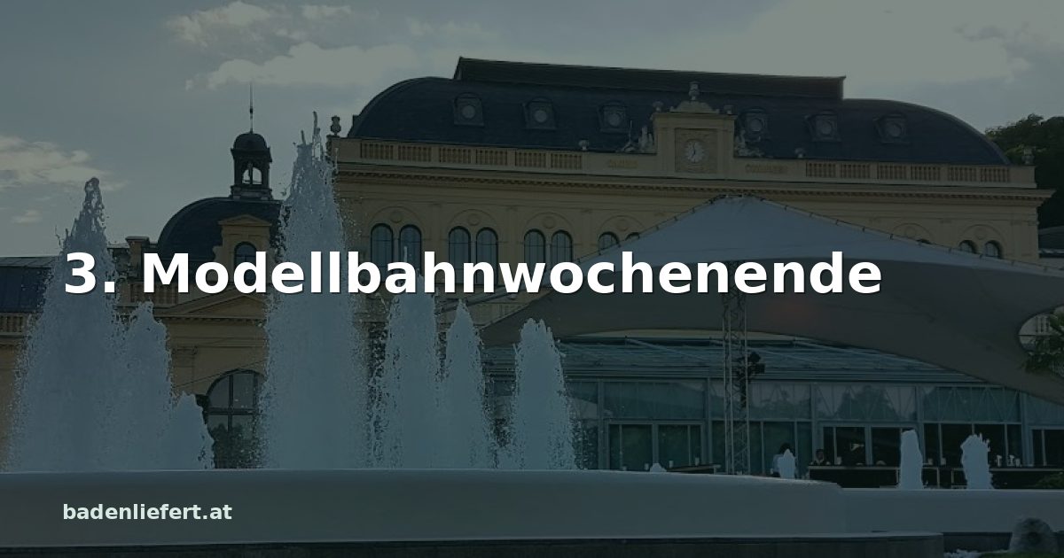 Titelbild: Kurpark Baden, darüber der Schriftzug „3. Modellbahnwochenende“