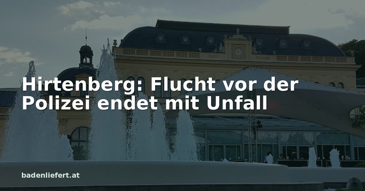 Titelbild: Kurpark Baden, darüber der Schriftzug „Hirtenberg: Flucht vor der Polizei endet mit Unfall“