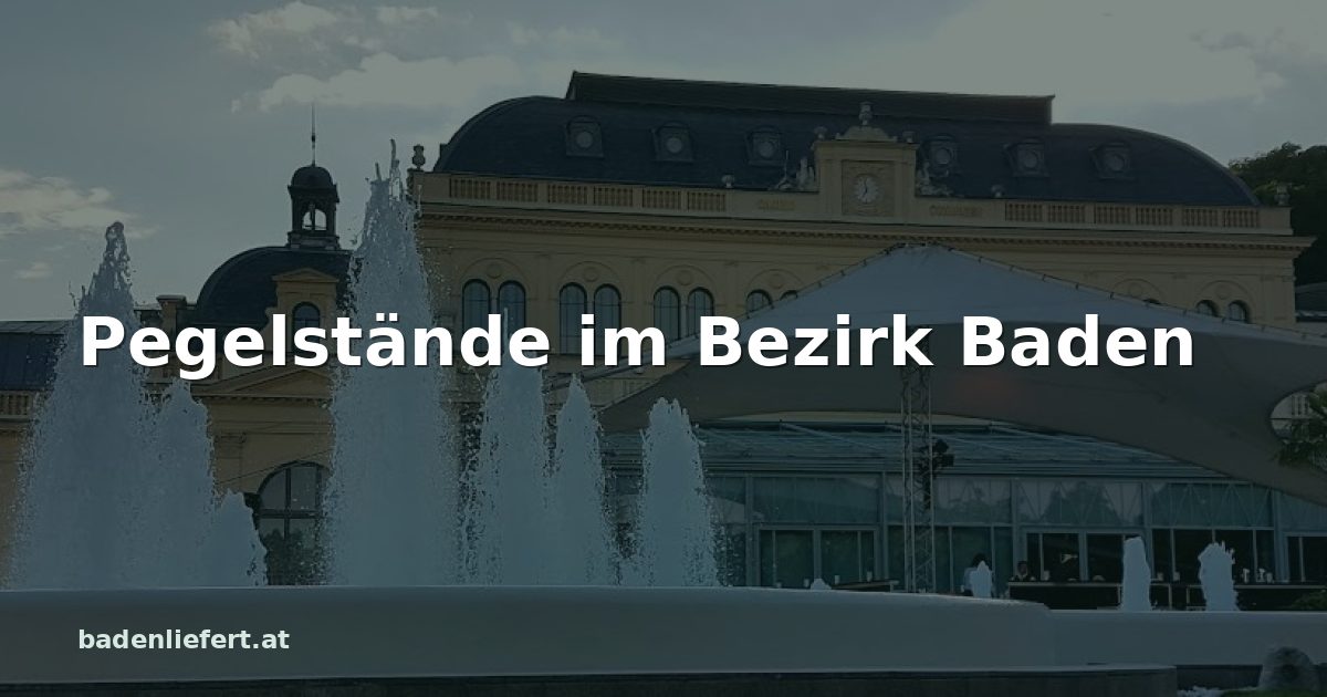 Titelbild: Kurpark Baden, darüber der Schriftzug „Pegelstände im Bezirk Baden“