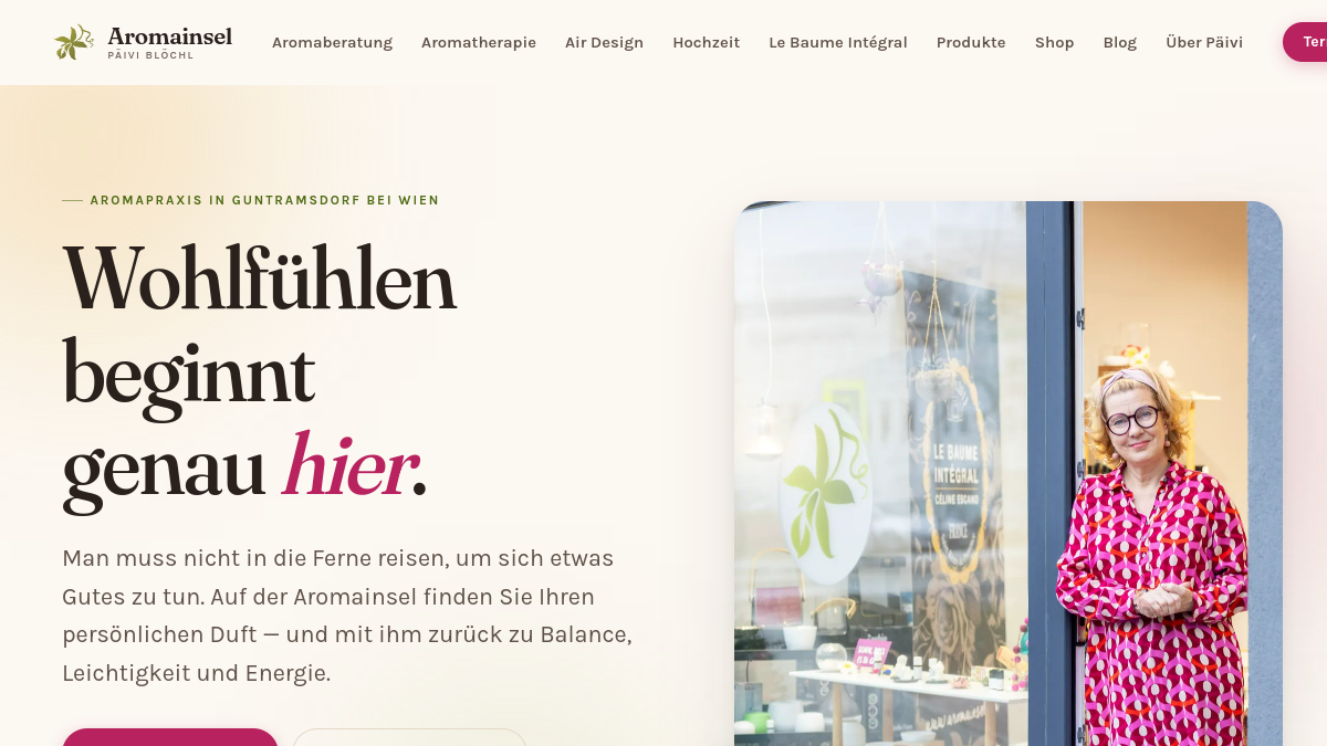 Website-Vorschau von Aromapraxis Päivi Blöchl - Aromainsel
