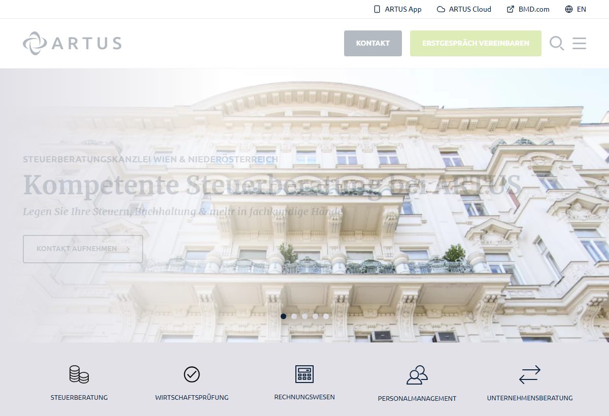 Website-Vorschau von ARTUS Steuerberatung Baden
