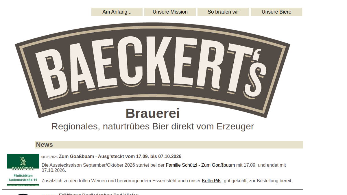 Website-Vorschau von BAECKERT’s Brauerei
