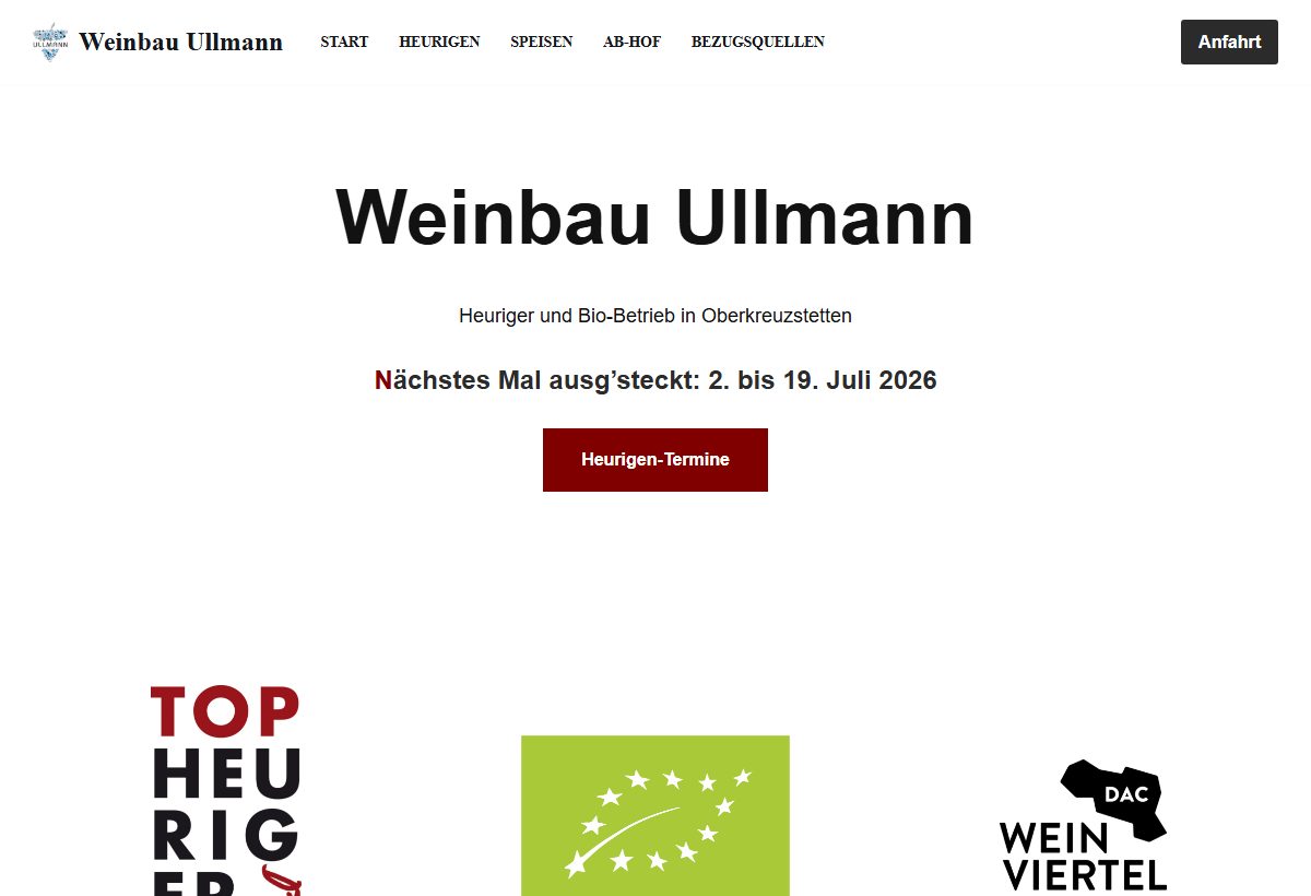 Website-Vorschau von Bio-Weinbau und Heurigenschank Ullmann
