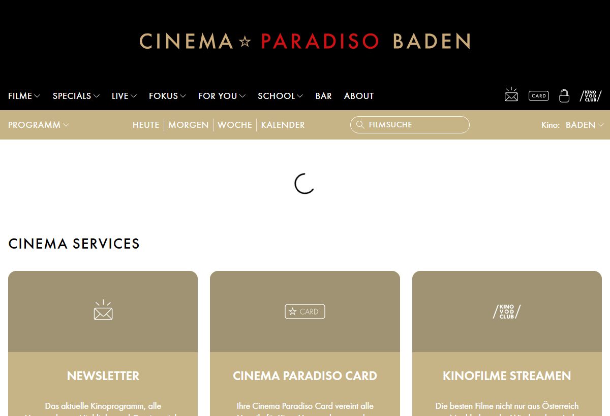 Website-Vorschau von Cinema Paradiso Baden