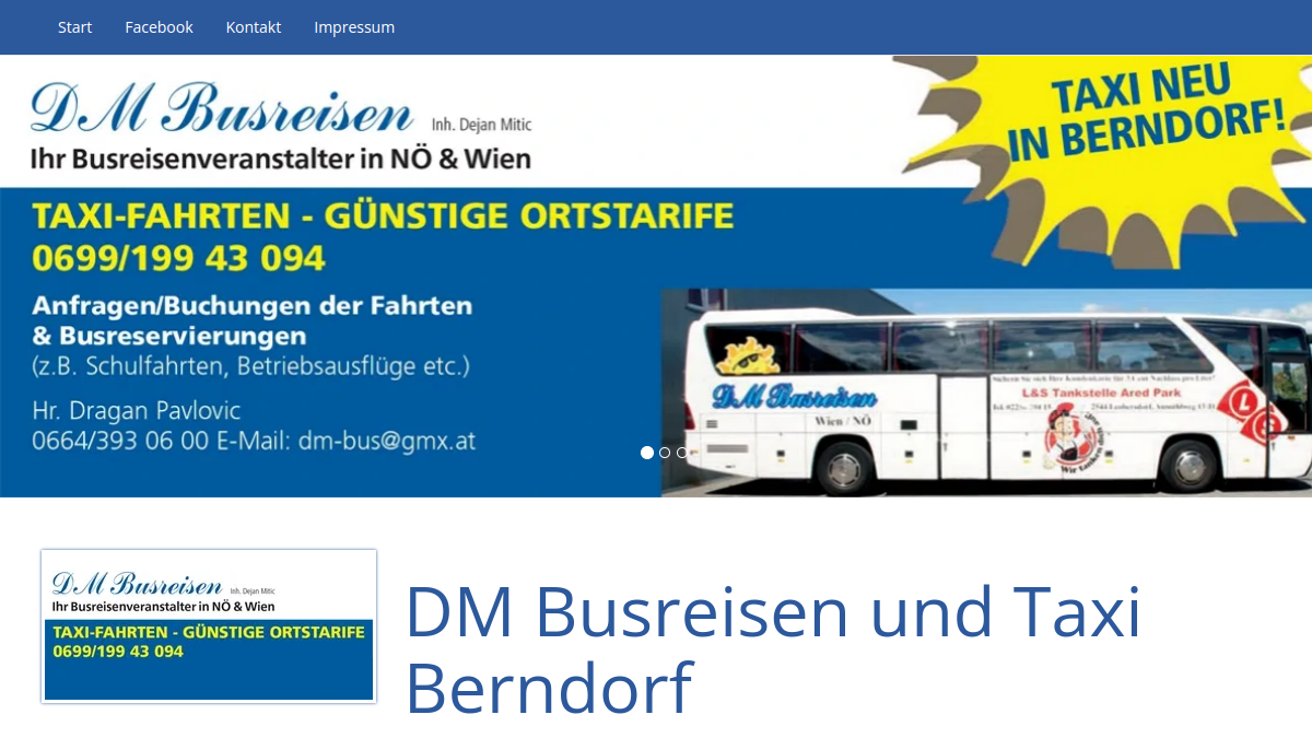Website-Vorschau von DM Busreisen und Taxi