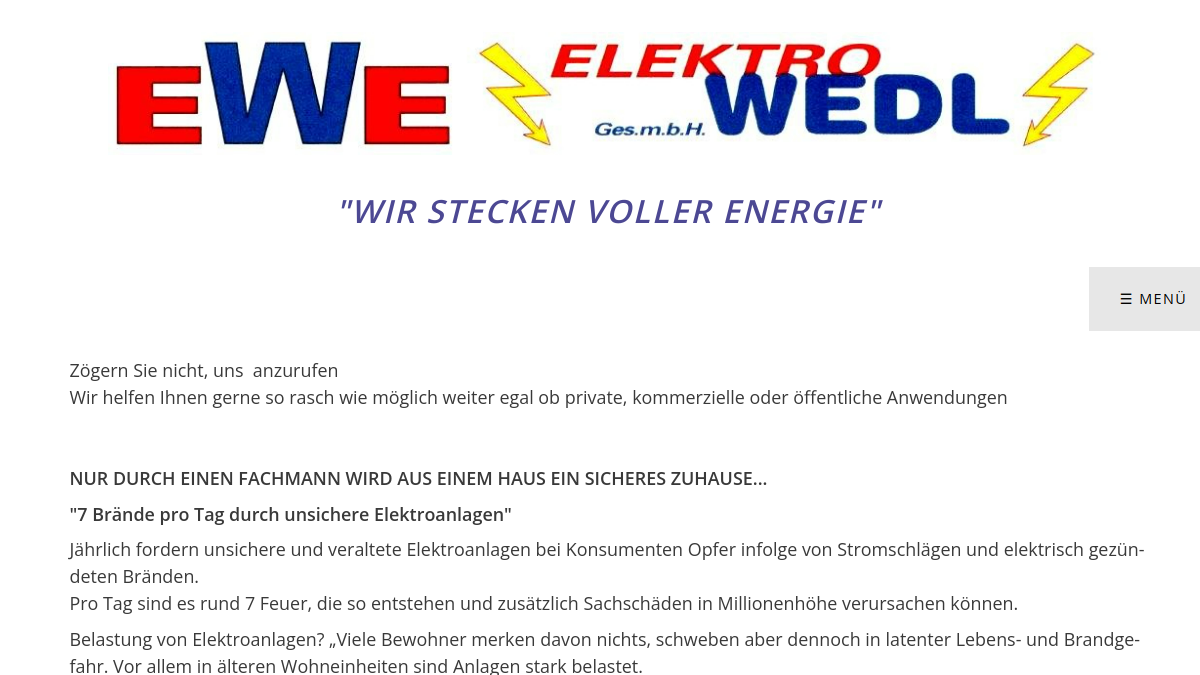 Website-Vorschau von EWE Elektro WEDL GesmbH