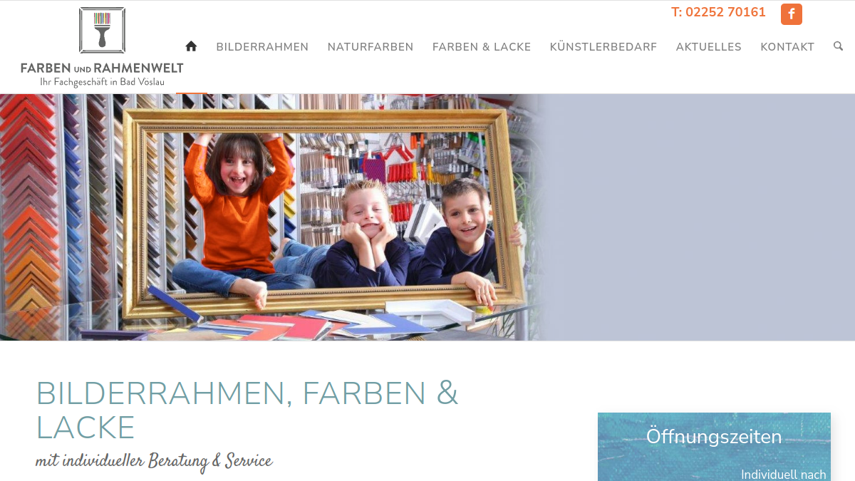 Website-Vorschau von Farben & Rahmenwelt