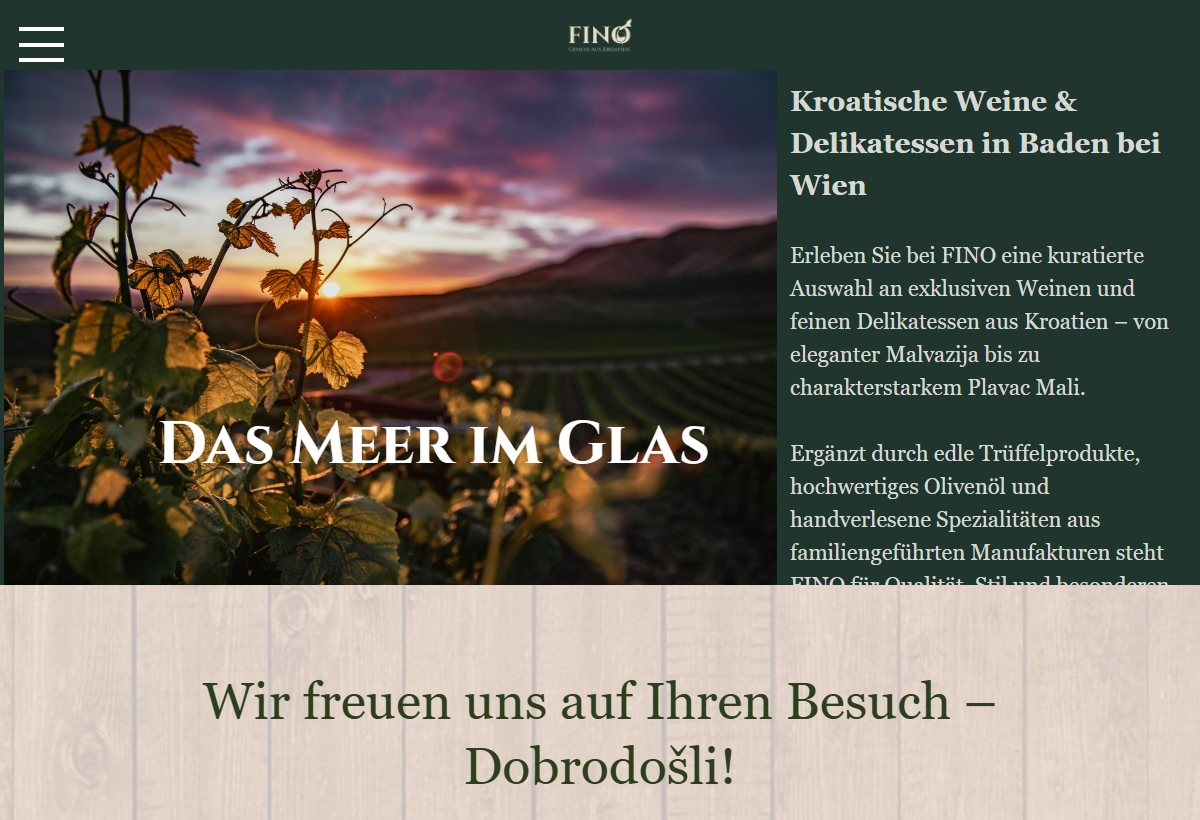 Website-Vorschau von FINO - Genuss aus Kroatien