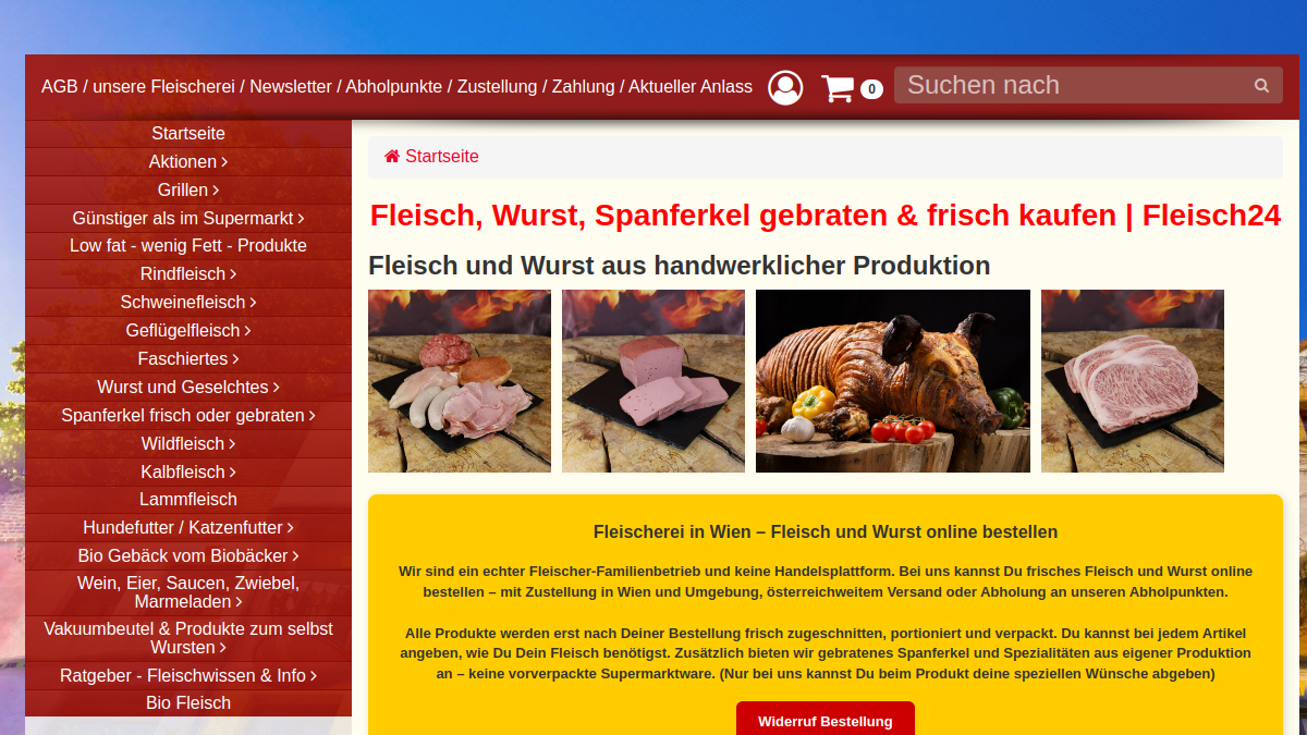 Website-Vorschau von Fleisch24.at