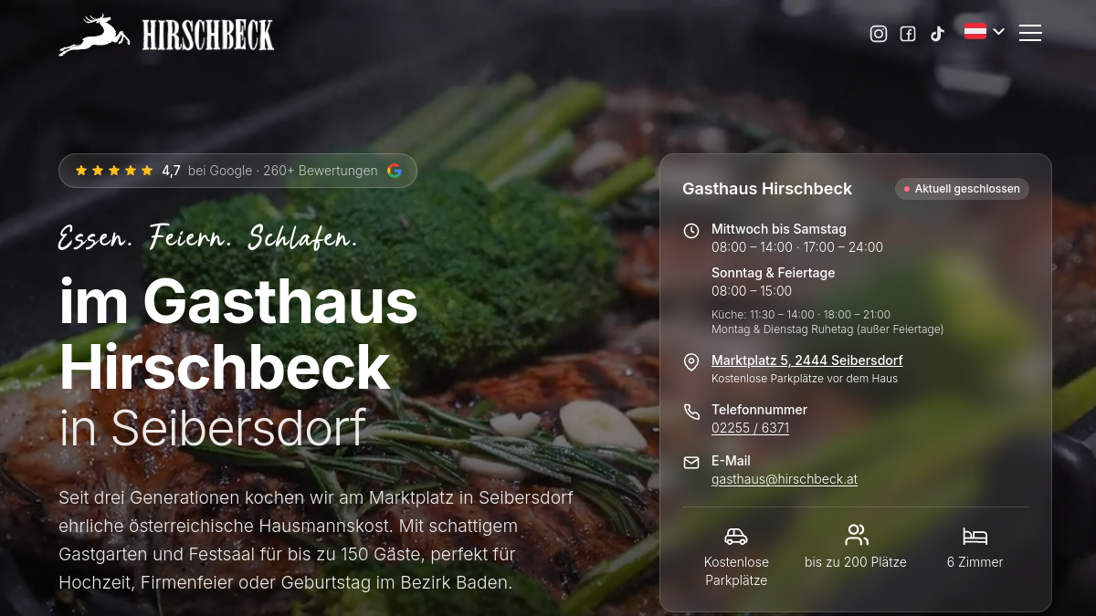 Website-Vorschau von Gasthof Hirschbeck