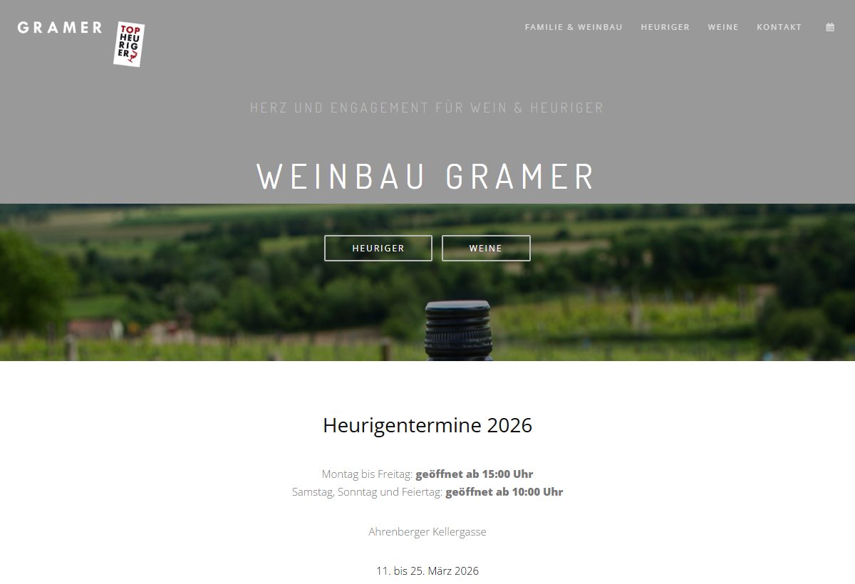 Website-Vorschau von Heurigen & Weinbau Familie Gramer