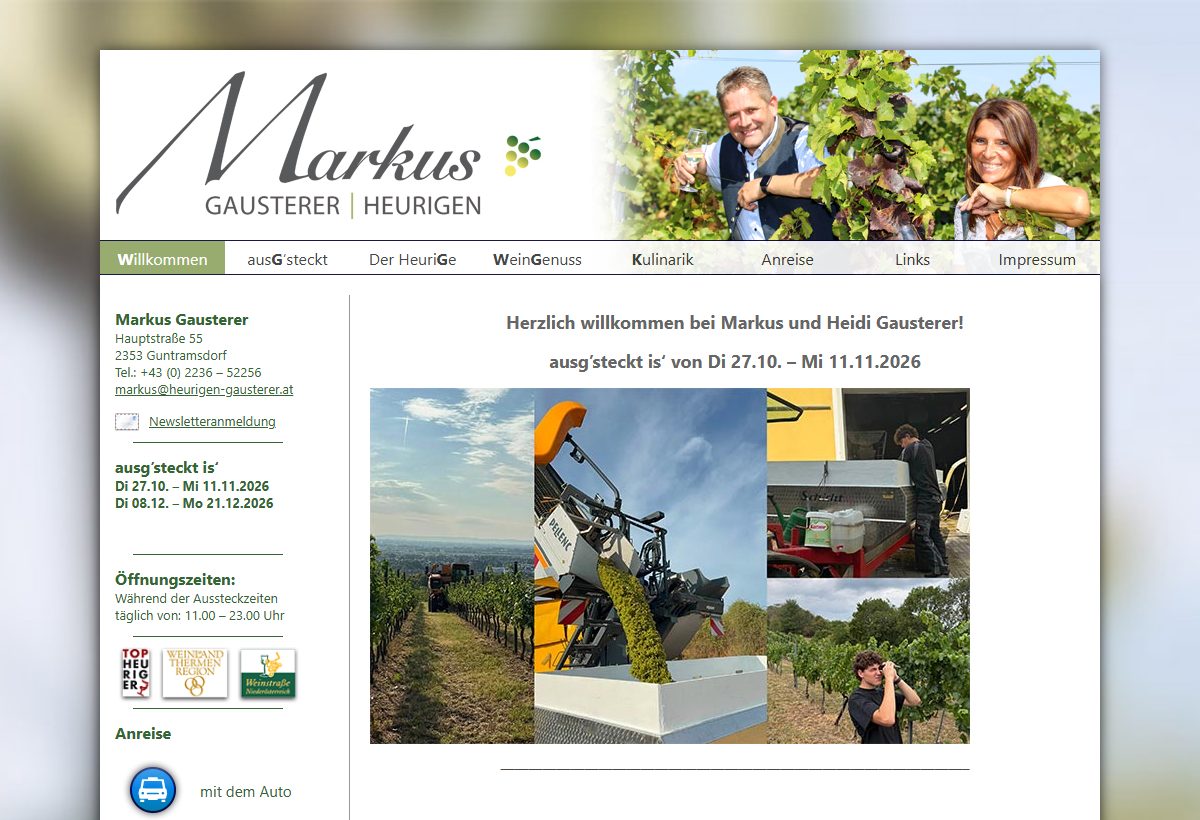 Website-Vorschau von Heurigen Weingut Markus Gausterer