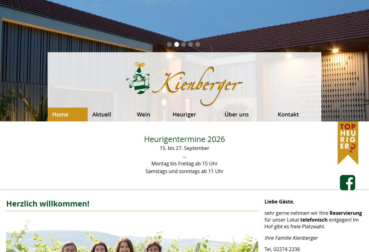 Website-Vorschau von Heuriger Kienberger