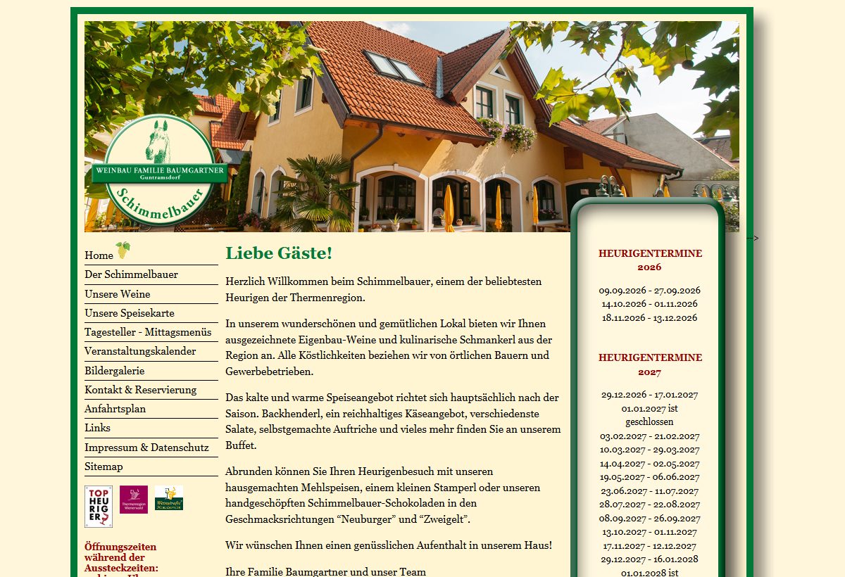 Website-Vorschau von Heuriger Schimmelbauer