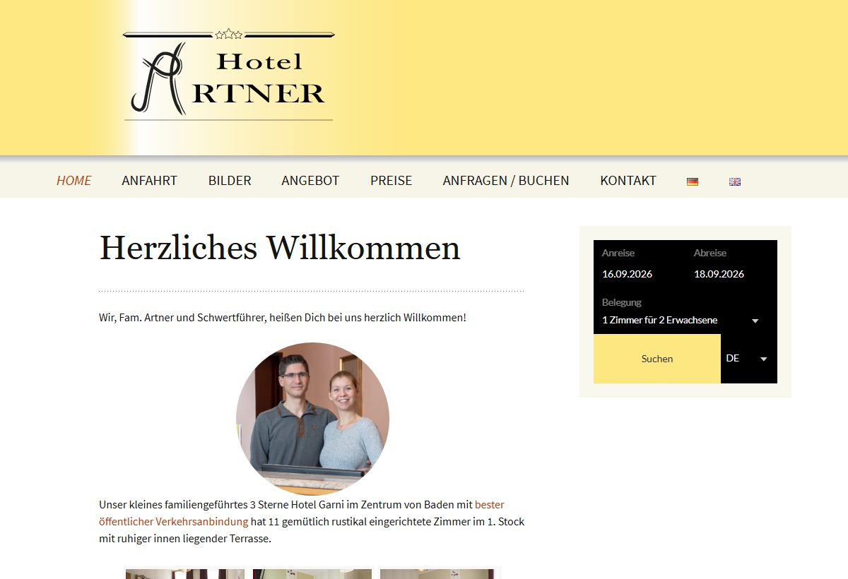 Website-Vorschau von Hotel Artner