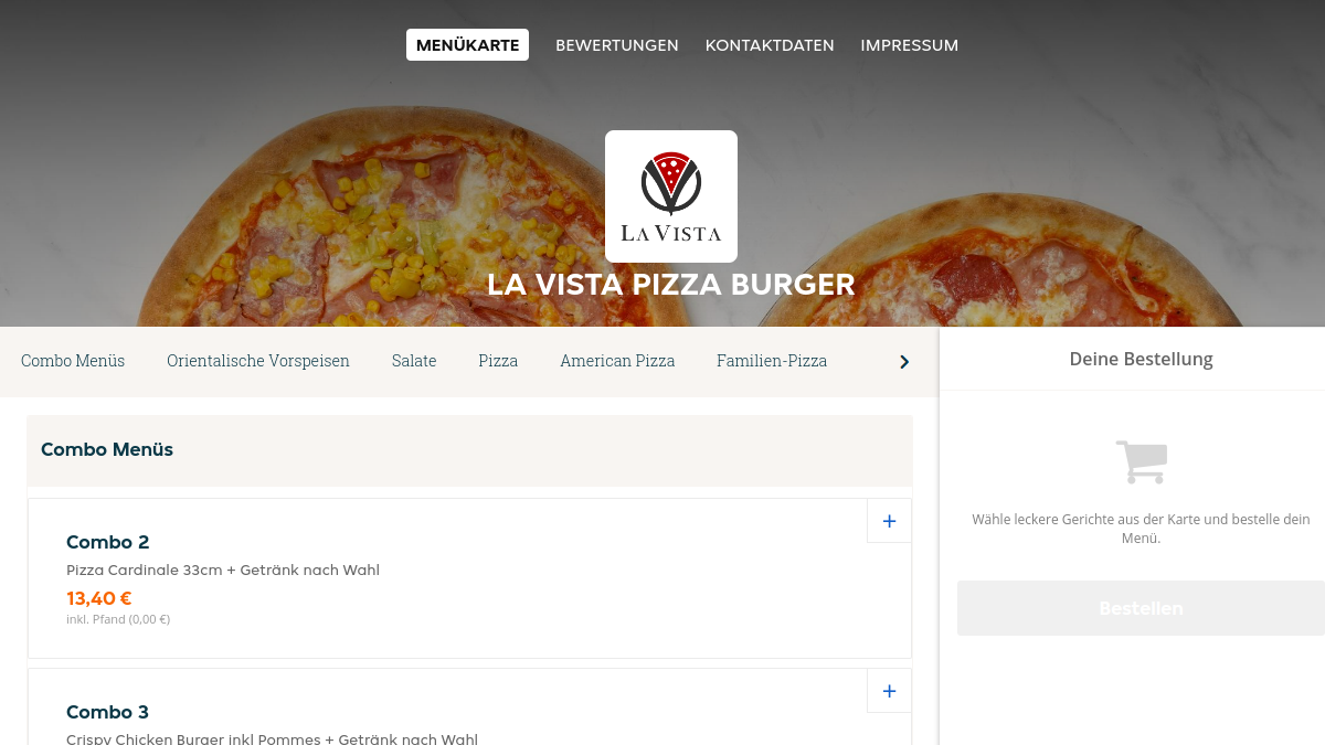 Website-Vorschau von LA VISTA Pizza Burger