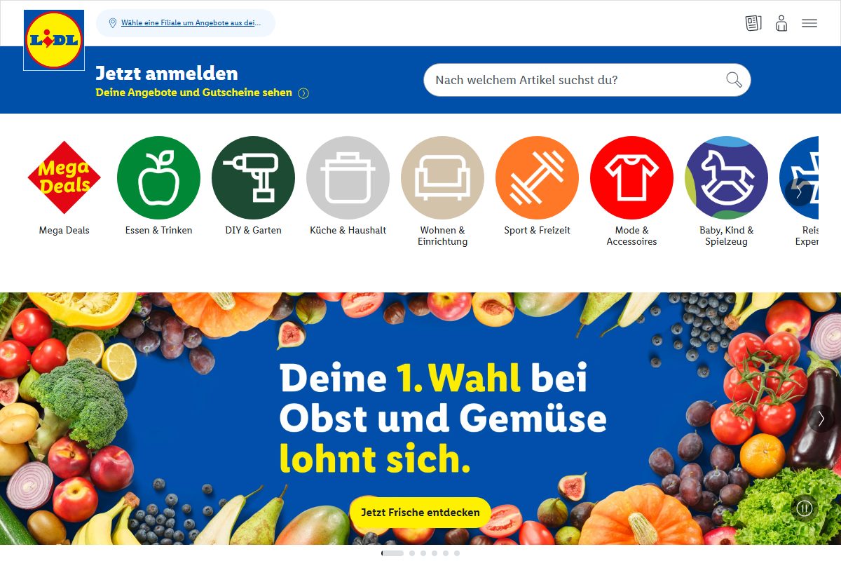 Website-Vorschau von Lidl Baden