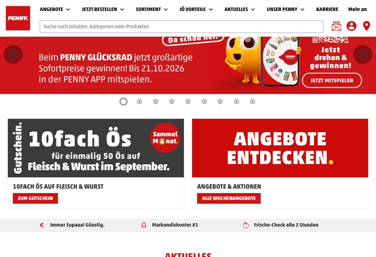 Website-Vorschau von PENNY Baden