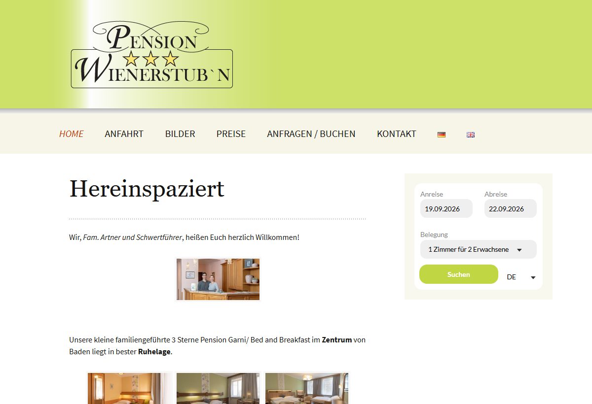 Website-Vorschau von Pension Wienerstubn