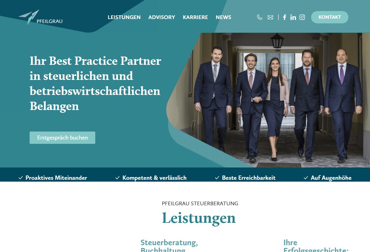 Website-Vorschau von Pfeilgrau Steuerberatung GmbH
