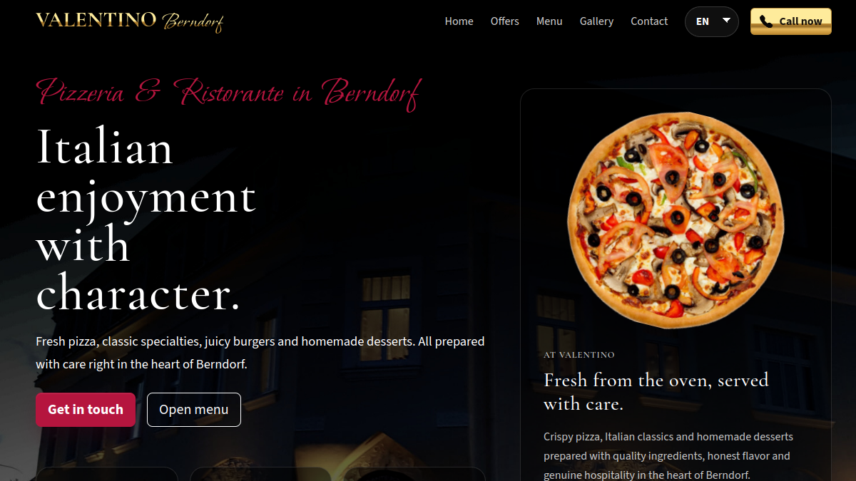 Website-Vorschau von Pizzeria Ristorante Valentino