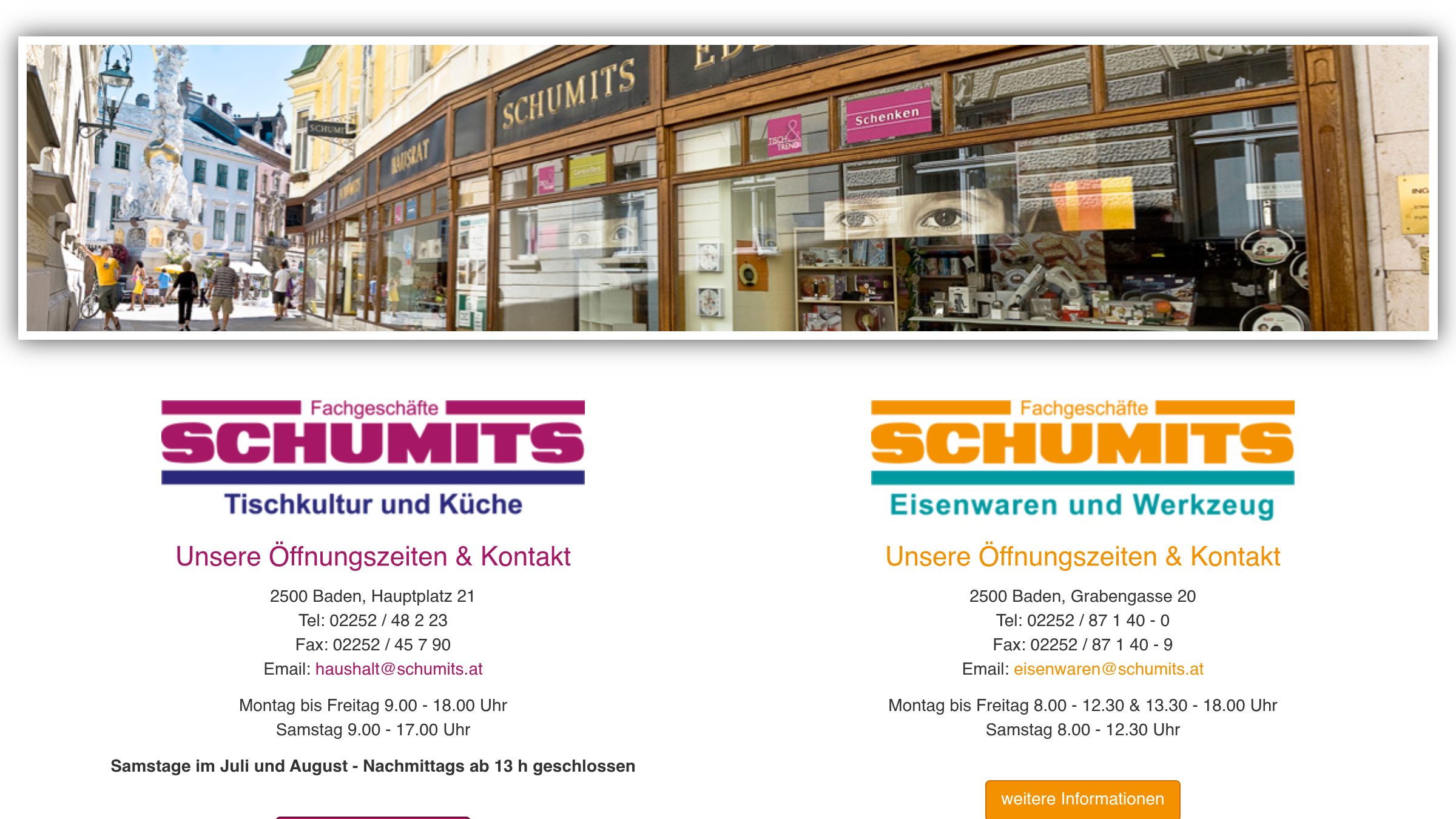 Website-Vorschau von Schumits Eisenwaren und Werkzeug