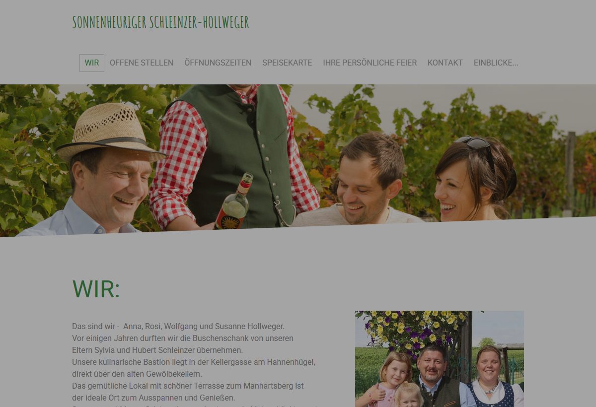 Website-Vorschau von Sonnenheuriger Schleinzer-Hollweger