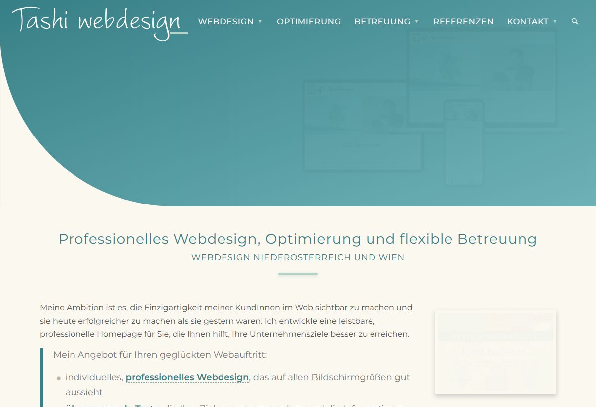 Website-Vorschau von Tashi Webdesign