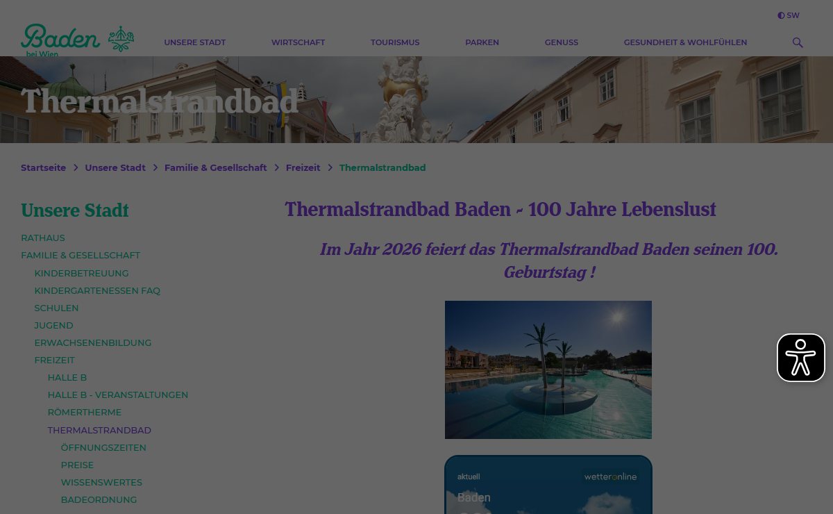 Website-Vorschau von Thermalstrandbad Baden