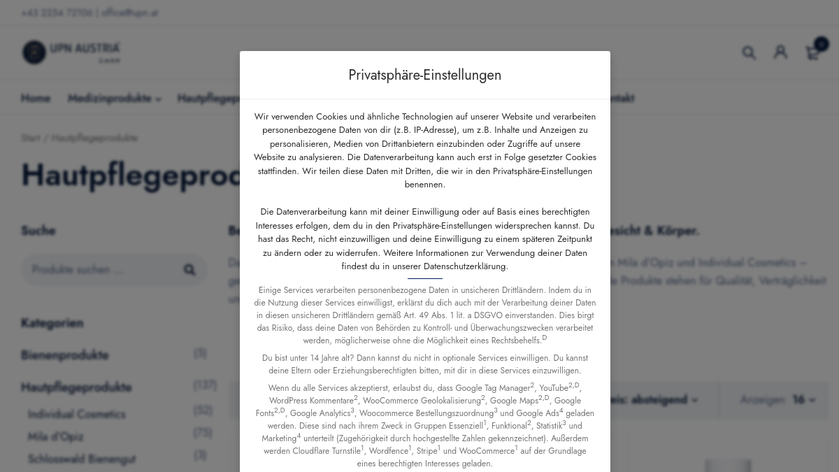 Website-Vorschau von Unique Care
