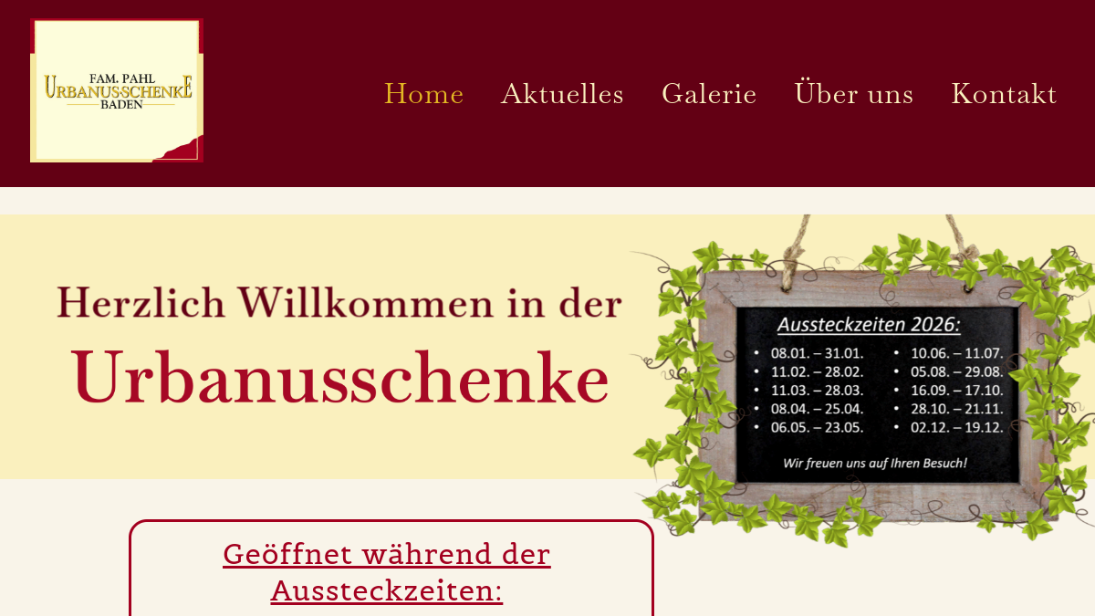 Website-Vorschau von Urbanusschenke, Fam. Pahl
