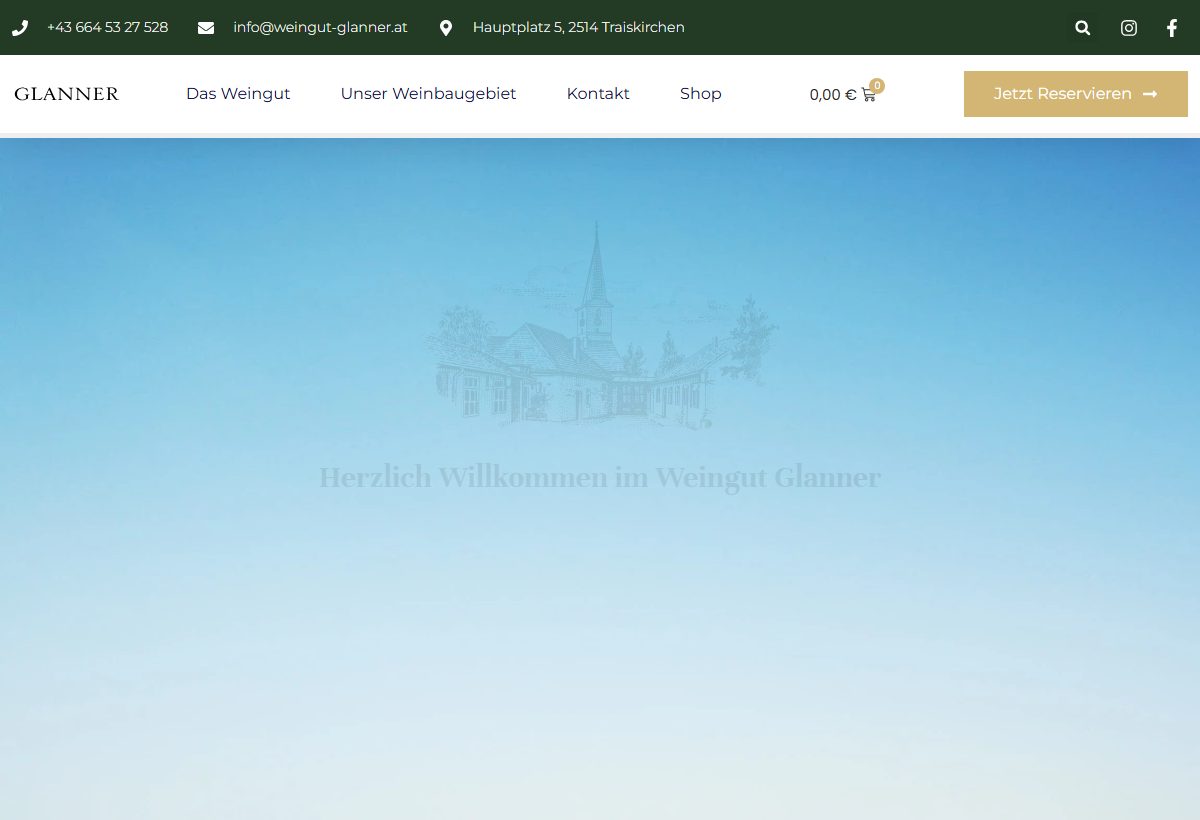 Website-Vorschau von Weinbau Glanner am Hauptplatz