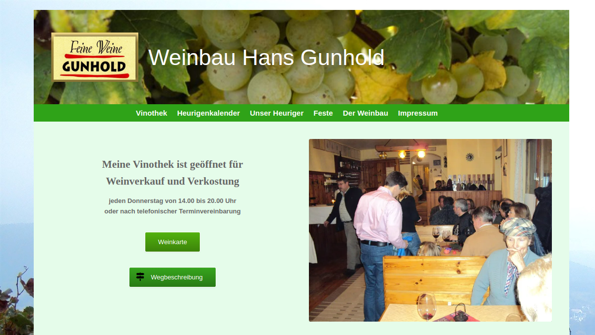Website-Vorschau von Weinbau Hans Gunhold