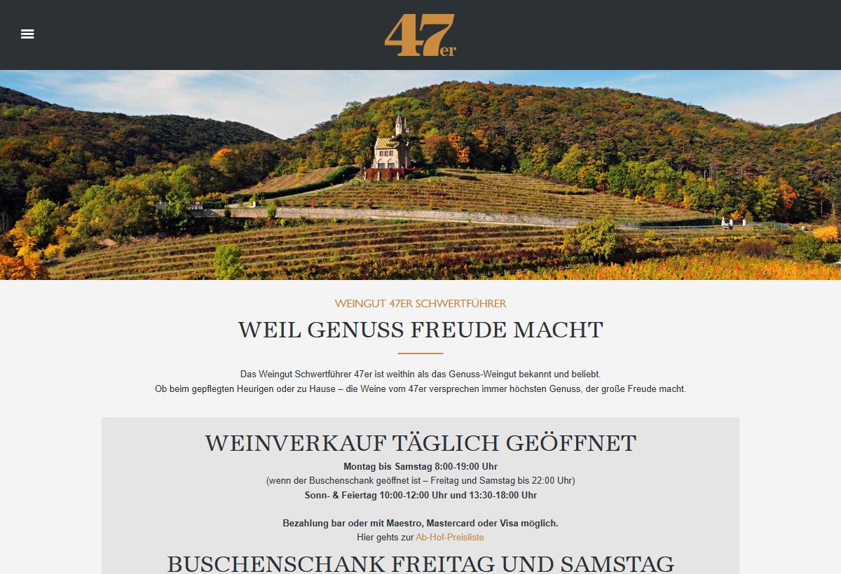 Website-Vorschau von Weingut 47er Schwertführer