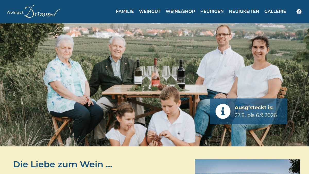 Website-Vorschau von Weingut Drimmel-Urbanuskeller