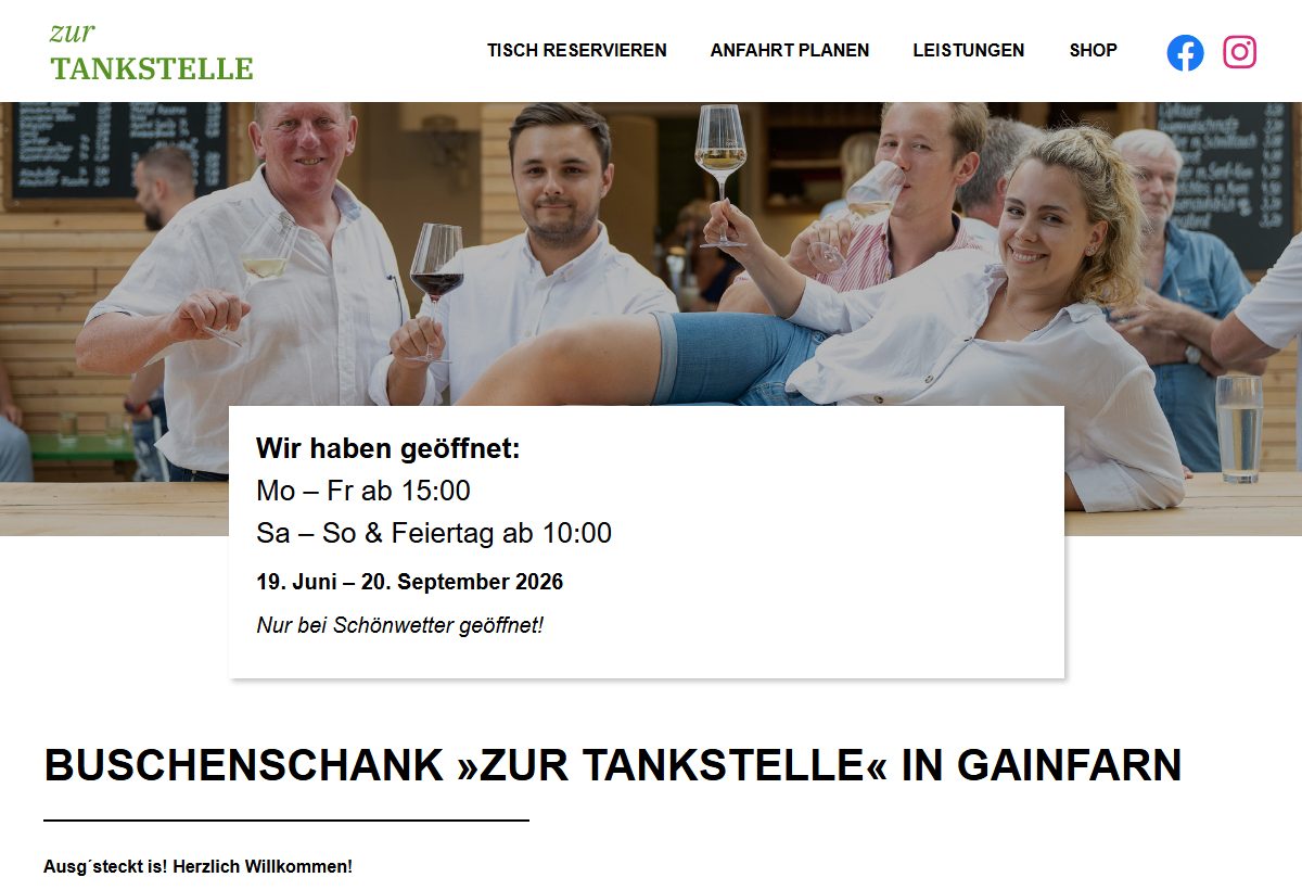 Website-Vorschau von Zur Tankstelle – Buschenschank Kainz
